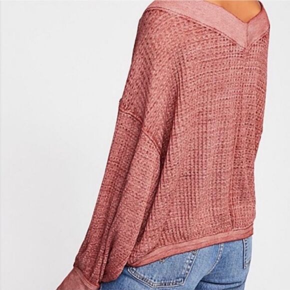 We The Free Wm’s Sz Med Cinnamon Off The Shoulder V Neck Thermal Shirt - Picture 4 of 6